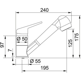 FRANKE bateria PRINCE II PULL-OUT SPRAY onyx 115.0470.675