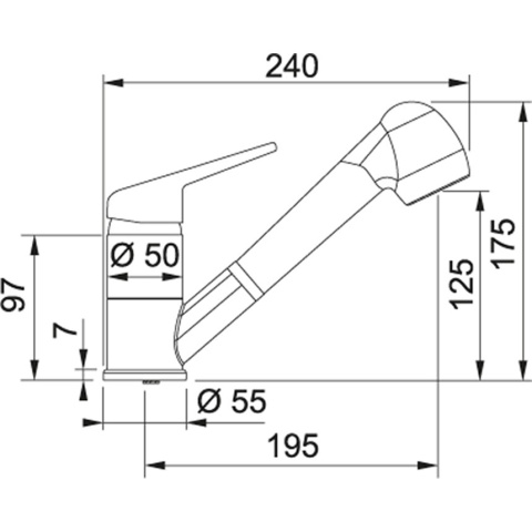 FRANKE bateria PRINCE II PULL-OUT SPRAY chrom 115.0347.111 FRANKE bateria PRINCE II PULL-OUT SPRAY chrom 115.0347.111