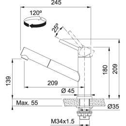 Franke Orbit Pull-out Bateria Kuchenna Wyciągana wylewka Stal szlachetna 115.0569.461