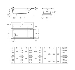 ROCA EASY WANNA PROSTOKĄTNA Z HYDROMASAŻEM 160X75 EFFECTS GOLD A24T325000