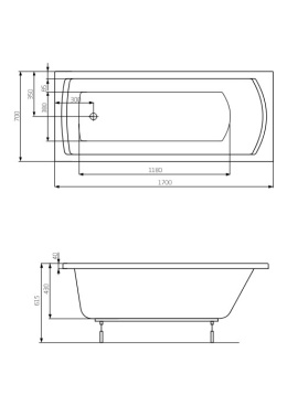 ROCA LINEA - PROSTOKĄTNA WANNA AKRYLOWA - 170x70 CM - A24T034000