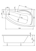 ROCA NICOLE - ASYMETRYCZNA NAROŻNA WANNA AKRYLOWA (PRAWA) - 150x90 CM - A24T145000