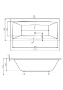 ROCA VITA - PROSTOKĄTNA WANNA AKRYLOWA - 180x80 CM - A24T074000