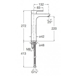 Roca L-20 bateria umywalkowa wysoka z uchwytem XL A5A3H09C00