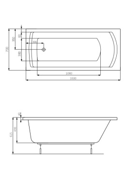 Roca Linea wanna prostokątna 160x70 cm akrylowa A24T018000