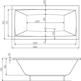 Roca Vita wanna prostokątna 180x90 cm z hydromasażem Effects Gold A24T087000