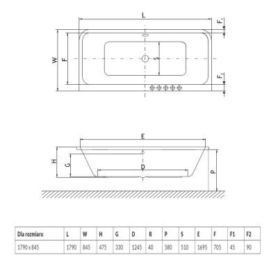 Excellent Arana wanna prostokątna 179x84,5 cm biała WAEX.ARA18WH Excellent Arana wanna prostokątna 179x84,5 cm biała WAEX.ARA18WH