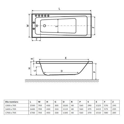 Excellent Ava wanna prostokątna 150x70,5 cm biała WAEX.AVA15WH Excellent Ava wanna prostokątna 150x70,5 cm biała WAEX.AVA15WH