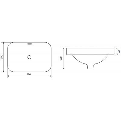 Actima Hasko umywalka 57x39 cm prostokątna biała CEAC.3718.570.WH Actima Hasko umywalka 57x39 cm prostokątna biała CEAC.3718.570.WH
