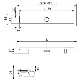 TECE odpływ liniowy z rusztem odwracalnym 900mm 15103090