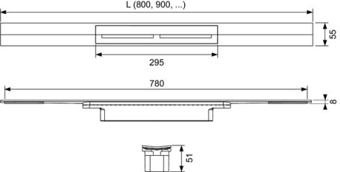 Tece Odpływ liniowy 800mm 670800 Tece Odpływ liniowy 800mm 670800