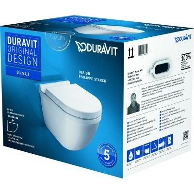 Duravit Starck 3 miska WC wisząca z deską wolnoopadającą białą 42250900A1 Duravit Starck 3 miska WC wisząca z deską wolnoopadającą białą 42250900A1