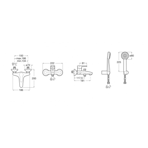ROCA CARELIA - BATERIA WANNOWO-PRYSZNICOWA Z ZESTAWEM NATRYSKOWYM CHROM - A5A018AC0K ROCA CARELIA - BATERIA WANNOWO-PRYSZNICOWA Z ZESTAWEM NATRYSKOWYM CHROM - A5A018AC0K