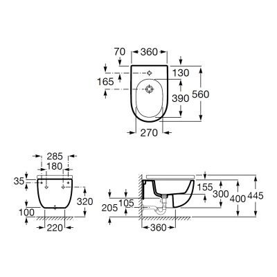 Roca Meridian bidet wiszący biały A357248000 Roca Meridian bidet wiszący biały A357248000