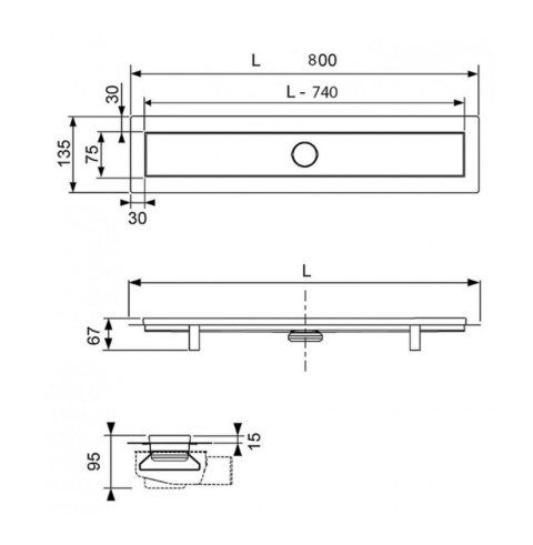 'TECElinus - odwodnienie liniowe z rusztem ozdobnym odwracalnym \"2 w 1\" 800 mm 15103080' 'TECElinus - odwodnienie liniowe z rusztem ozdobnym odwracalnym \"2 w 1\" 800 mm 15103080'