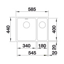 BLANCO ANDANO 340/180-U zlew podblatowy z korkiem manualnym prawy 522977