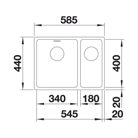 BLANCO ANDANO 340/180-U zlew podblatowy z korkiem manualnym prawy 522977 BLANCO ANDANO 340/180-U zlew podblatowy z korkiem manualnym prawy 522977