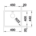 BLANCO ANDANO 450-U zlewozmywak stalowy podblatowy z korkiem manualnym 522963