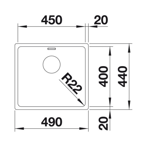 BLANCO ANDANO 450-U zlewozmywak stalowy podblatowy z korkiem manualnym 522963 BLANCO ANDANO 450-U zlewozmywak stalowy podblatowy z korkiem manualnym 522963