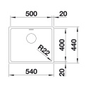 BLANCO ANDANO 500-U zlew podblatowy z korkiem manualnym 522967