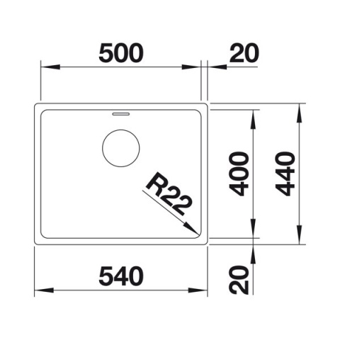 BLANCO ANDANO 500-U zlew podblatowy z korkiem manualnym 522967 BLANCO ANDANO 500-U zlew podblatowy z korkiem manualnym 522967