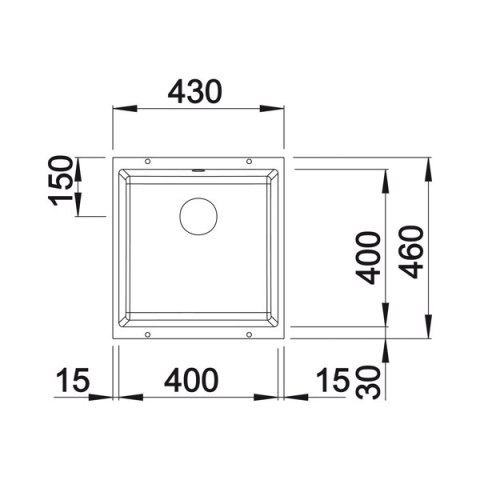 BLANCO SUBLINE 400-U Zlew Podblatowy z Korkiem Manualnym Kolor Antracyt 523422