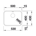 BLANCO SUPRA 500-U zlew podblatowy z korkiem manualnym 518205