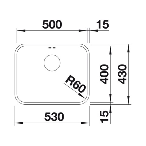 BLANCO SUPRA 500-U zlew podblatowy z korkiem manualnym 518205