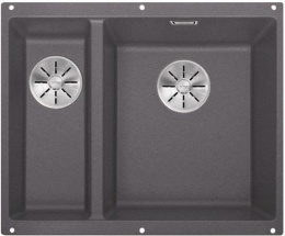 BLANCO SUBLINE 340/160-U zlew podblatowy z korkiem manualnym prawy Szarość Skały 523559