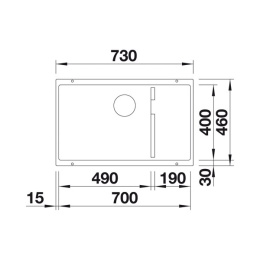 BLANCO SUBLINE 700-U Level zlew podblatowy z korkiem manualnym Biały 523542