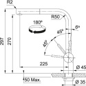 Franke Atlas Neo Pull-Out bateria kuchenna z wyciąganą wylewką czarna stal szlachetna 115.0550.427