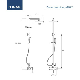 MASSI KOLUMNA PRYSZNICOWA VENICE Z BATERIĄ MIESZACZOWĄ MSBP-V003P