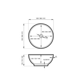 MASSI Umywalka nablatowa MALO (32cm) MSU-5601