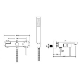 Besco Decco bateria wannowa ścienna chrom BW-DS-CH