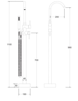 Besco ILLUSION Bateria wolnostojąca II czarny matt BW-III-CZ