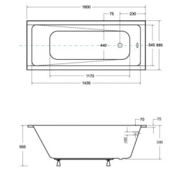 Besco Modern Slim wanna prostokątna 160x70 cm biała WAM-160-SL