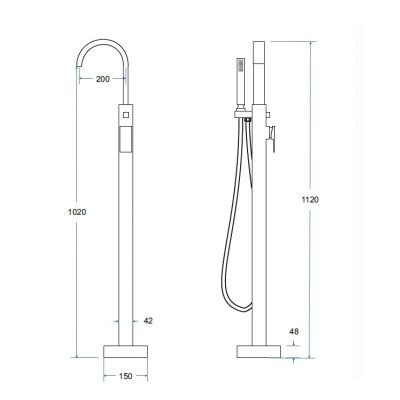 Besco Modern II bateria wannowa Czarny Mat BW-MI-CZ Besco Modern II bateria wannowa Czarny Mat BW-MI-CZ