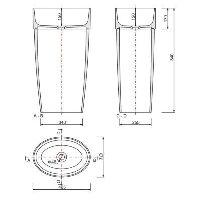 Besco Uniqa umywalka 46x32x84 cm wolnostojąca owalna biała UMD-U-WO Besco Uniqa umywalka 46x32x84 cm wolnostojąca owalna biała UMD-U-WO