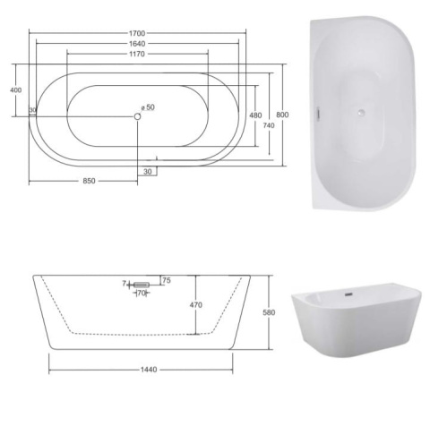 Besco Vica Wanna wolnostojąca biała 170x80 WAS-170-V Besco Vica Wanna wolnostojąca biała 170x80 WAS-170-V