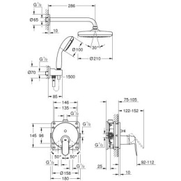 Grohe Eurosmart Cosmopolitan zestaw prysznicowy z deszczownicą chrom 25219001