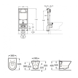 ROCA DUPLO ONE - ZESTAW PODTYNKOWY + MISKA WC PODWIESZANA NEXO RIMLESS Z DESKĄ SLIM - A893104460