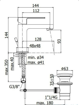 Paffoni Elle bateria umywalkowa (bez korka) chrom ELX071CR