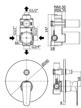 Paffoni Sly Bateria Podtynkowa 2-drożna Chrom SY015CR