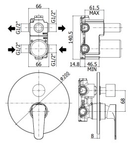 Paffoni Sly Bateria Prysznicowa Podtynkowa Chrom 2-drożna SY018CR