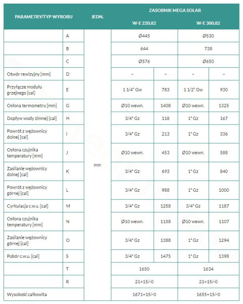 Biawar MEGA SOLAR W-E 300.82 wymiennik stojący 300l 27701 Biawar MEGA SOLAR W-E 300.82 wymiennik stojący 300l 27701