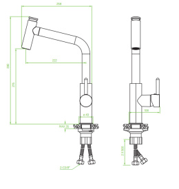 Laveo Toro – bateria zlewozmywakowa z wyciąganą wylewką BAX 769D