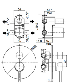 Paffoni Stick Bateria Wannowo-Prysznicowa Podtynkowa 3-drożna Chrom SK019CR