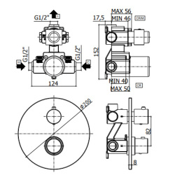 Paffoni Stick Bateria natryskowa podtynkowa termostatyczna 1-drożna chrom LIQ013CR