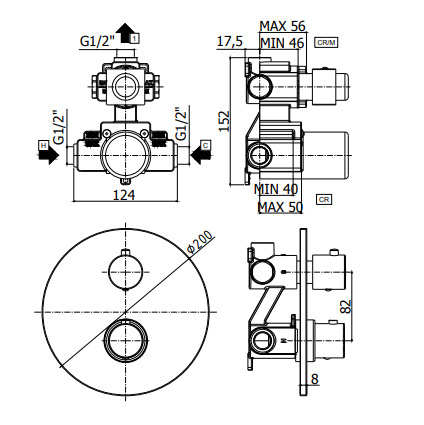 Paffoni Stick Bateria natryskowa podtynkowa termostatyczna 1-drożna chrom LIQ013CR Paffoni Stick Bateria natryskowa podtynkowa termostatyczna 1-drożna chrom LIQ013CR