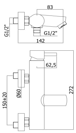 Paffoni Stick Bateria wannowa ścienna (kompletna) chrom SK023CR